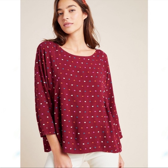 NWT Anthropologie Maeve Dottie Embroidered Blouse, Size Medium - Picture 2 of 10